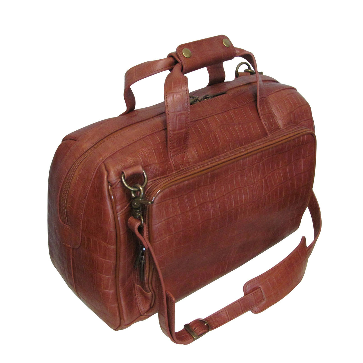 Brown Leather Carry-On Weekend Duffel U748298