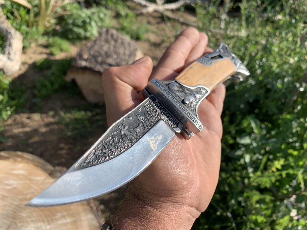 9" Engraved Folding Pocket Knife T9247