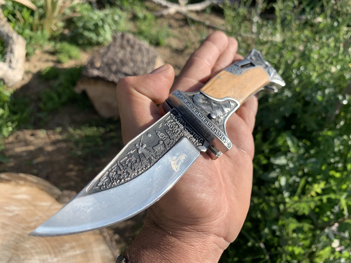 9" Engraved Folding Pocket Knife T9247