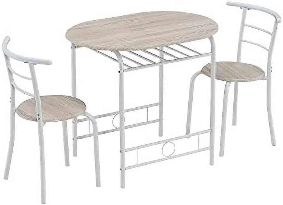 Compact Dining Table Set with Rack (Oak and White) R759369