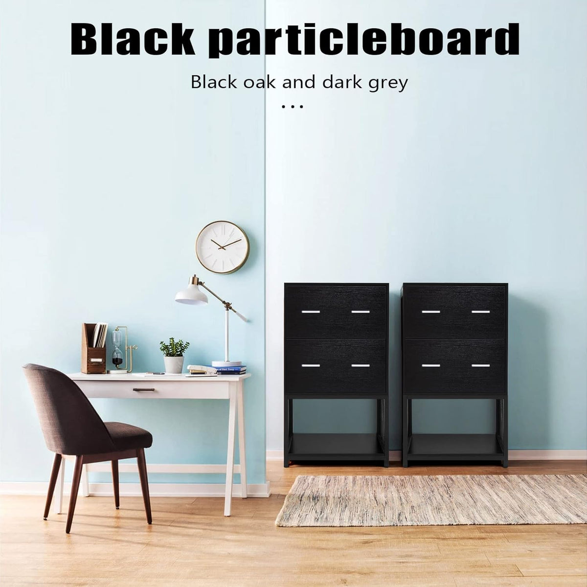 2 Drawer File Cabinet with Metal Wire Storage Shelves B83237