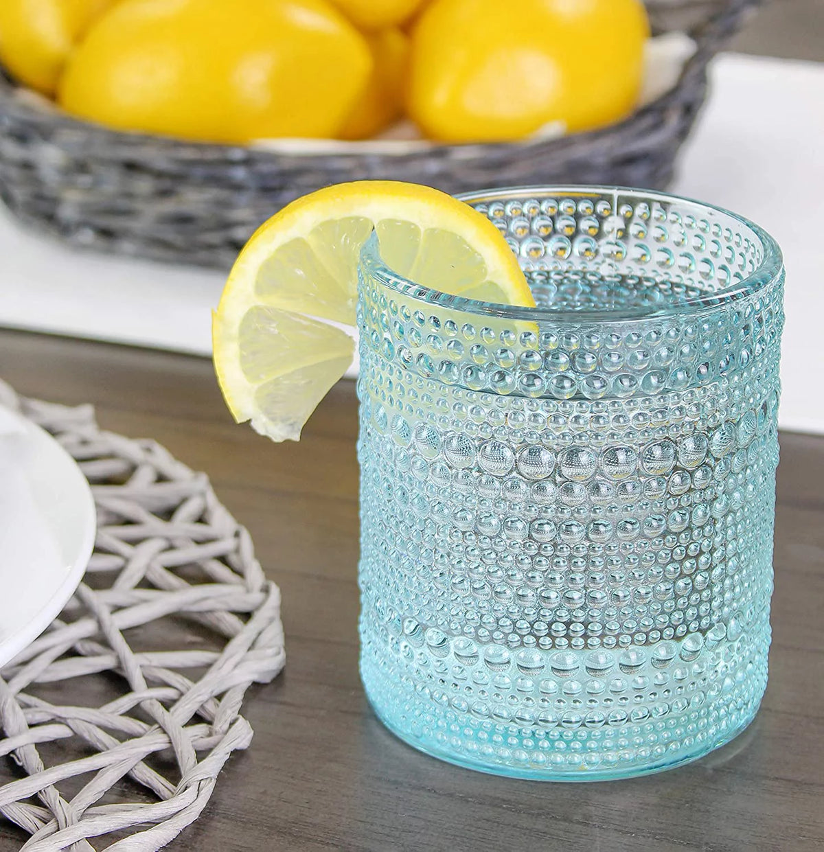 Blue 12oz 6pk Hobnail Drinking Glasses A531649
