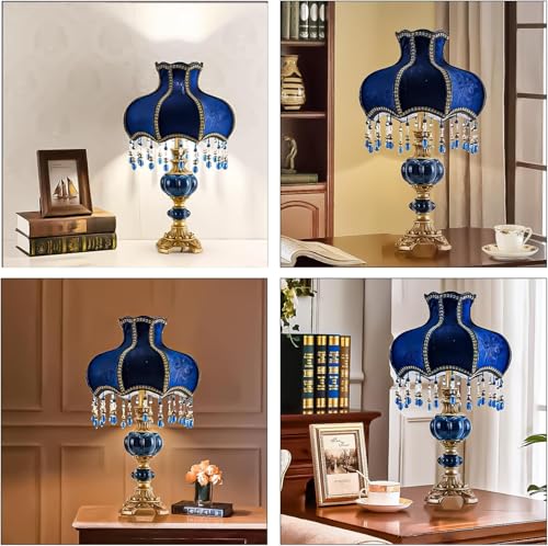 Fabric Lampshade Antique Varnished Resin Table Lamp V492578