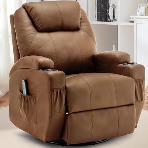 Recliner Chair with Massage and Heat, 360° Swivel, Remote Control and Cup Holder Z911