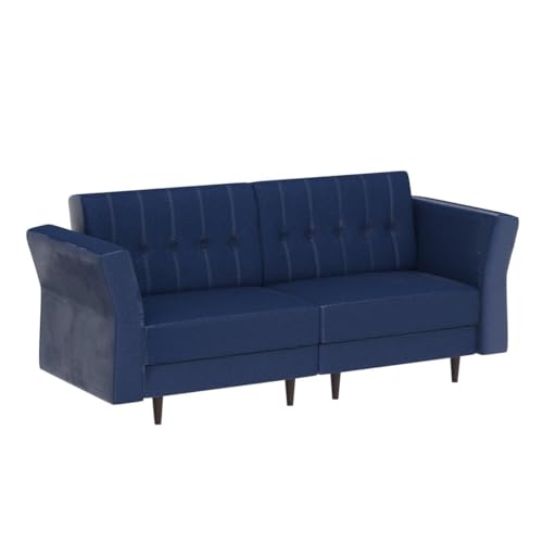Navy Blue Velvet Memory Foam Futon Sofa A850