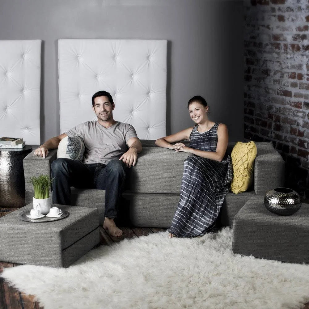 California King Convertible Sleeper Sofa and Ottomans Sand Q603361