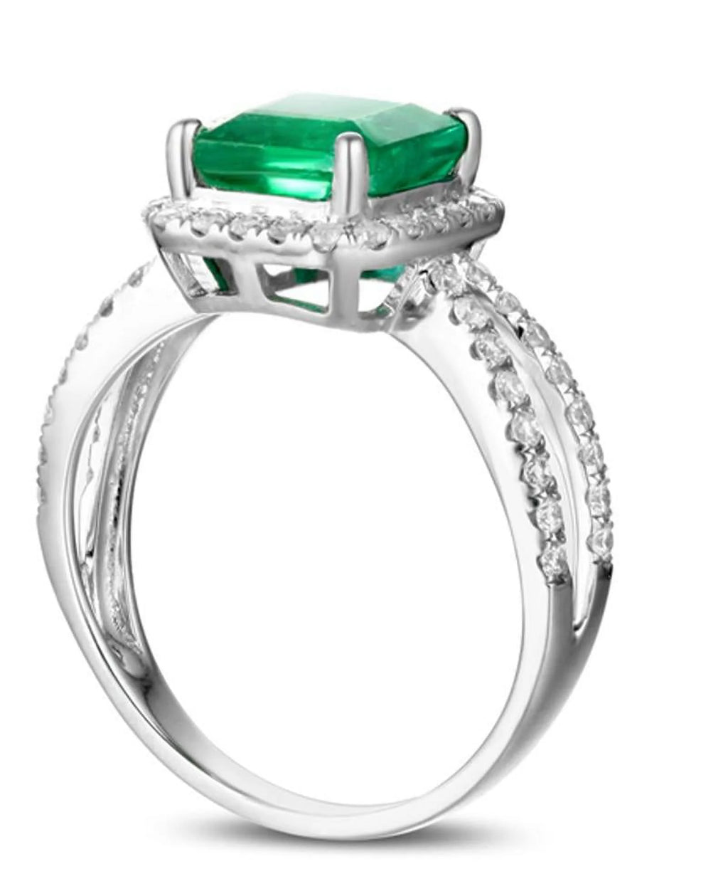 10k White Gold Princess Cut Emerald Engagement Ring M34741