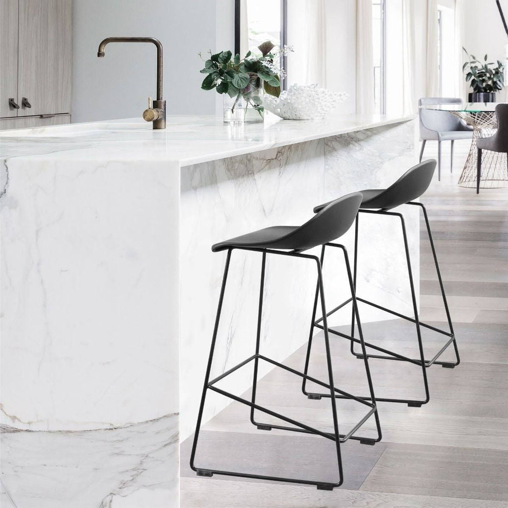 Set of 2 Plastic & Metal Sled Counter Stool X90380