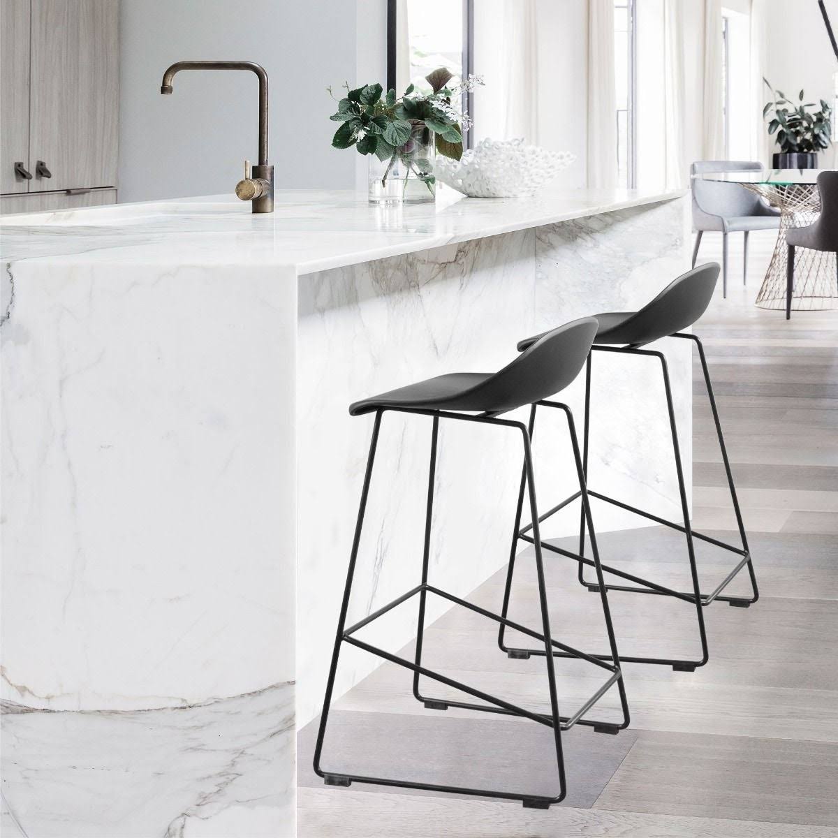 Set of 2 Plastic & Metal Sled Counter Stool X90380