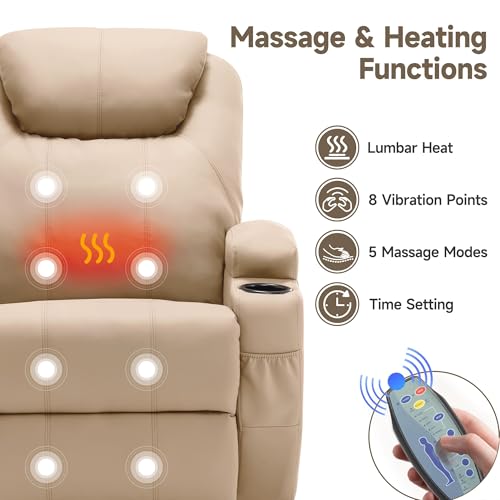 Recliner Chair with Massage and Heat, 360° Swivel, Remote Control and Cup Holder Z911