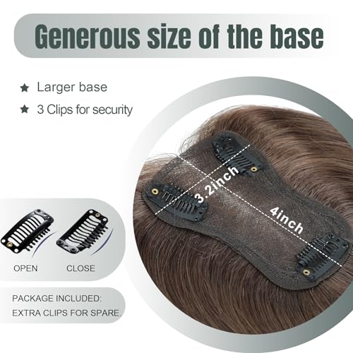 10 Inch Real Human Hair Toppers Swiss Base Clip in Hair Extensions X532888