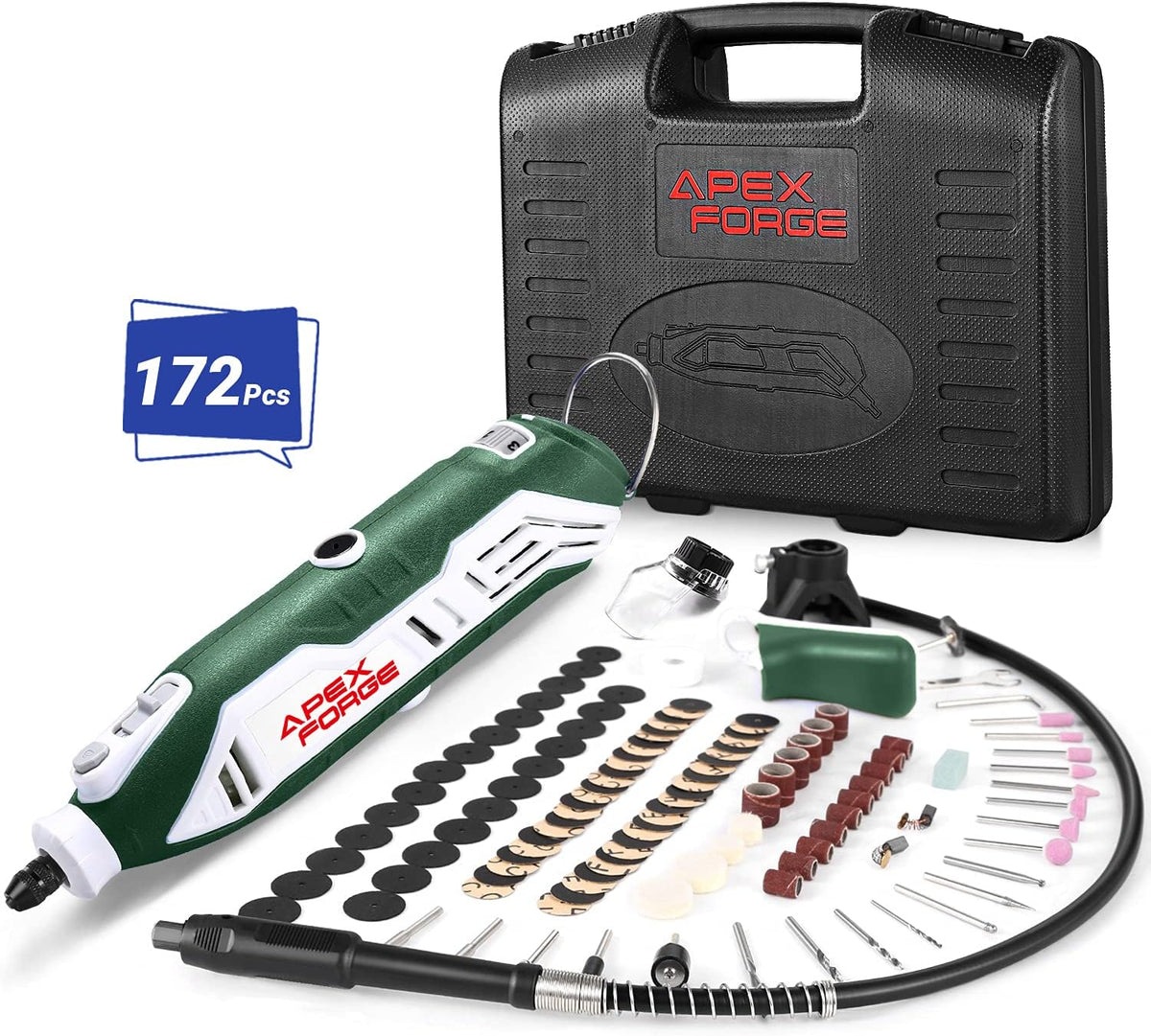 172 Accessories Rotary Tool Kit with Keyless Chuck and Flex Shaft T133