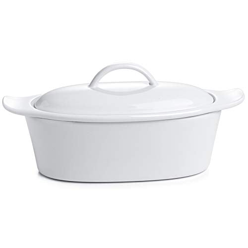 Porcelain White 3pcs Large Butter Dish with Lid R99923