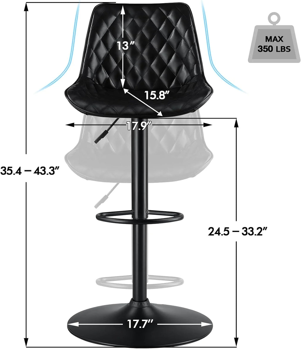Upholstered Adjustable Leather Bar Stools Set of 2 D11622