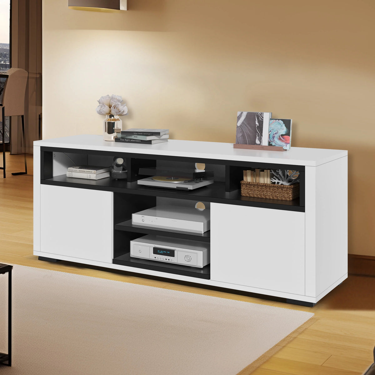 White High Gloss TV Stand with LED Lights I20775