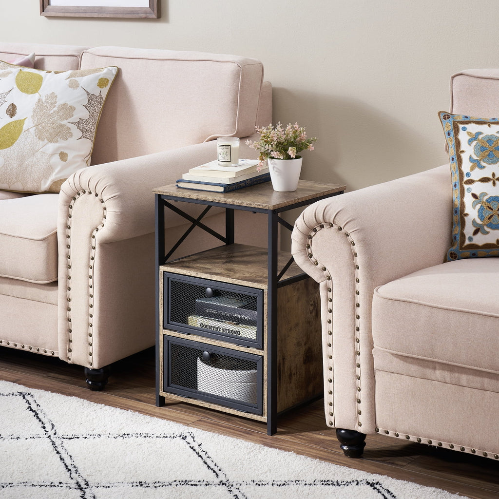 Set of 2 Flip Drawer End Table Grey T24038