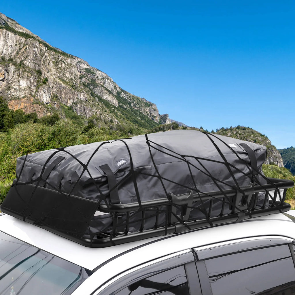 64" Roof Rack Cargo Carrier Car Top Luggage Basket Black with Net and Hook D883743