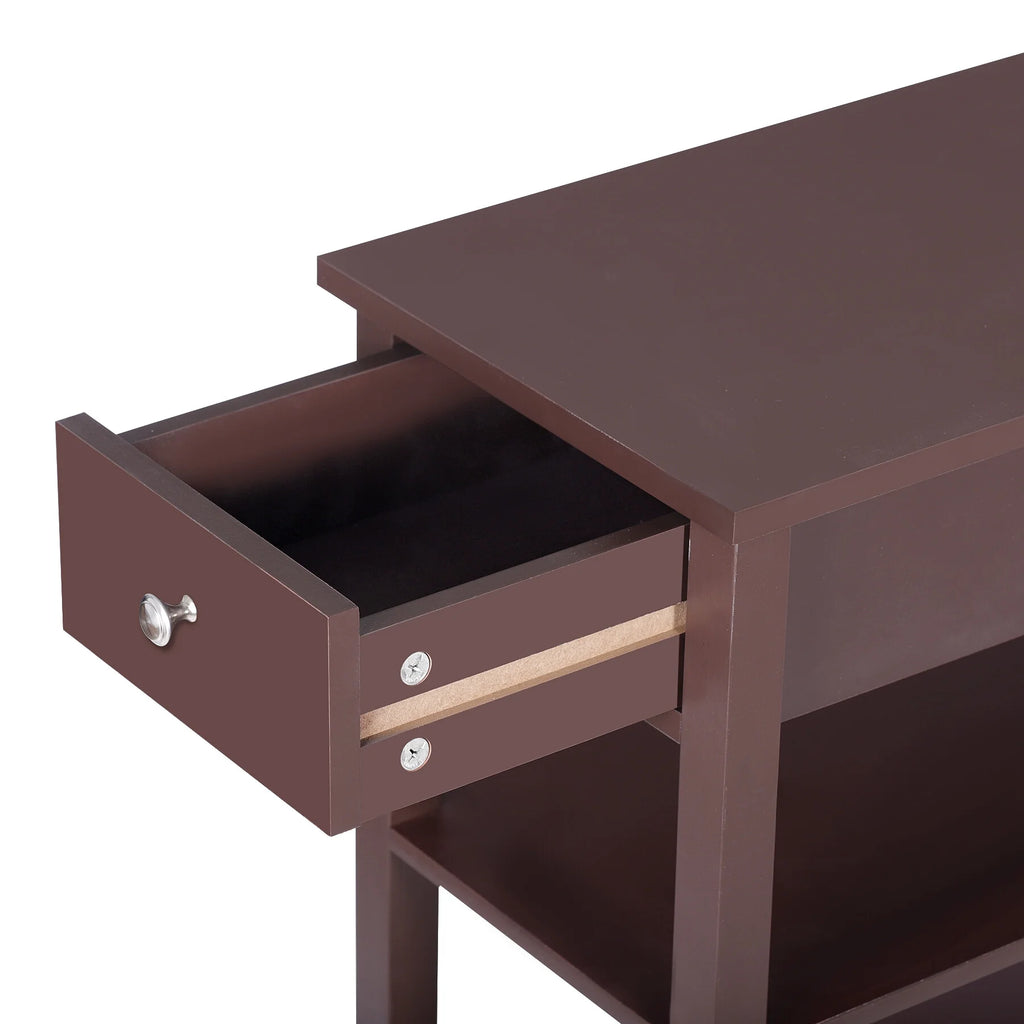 Set of 2 3-Tier Brown Side Table T10859