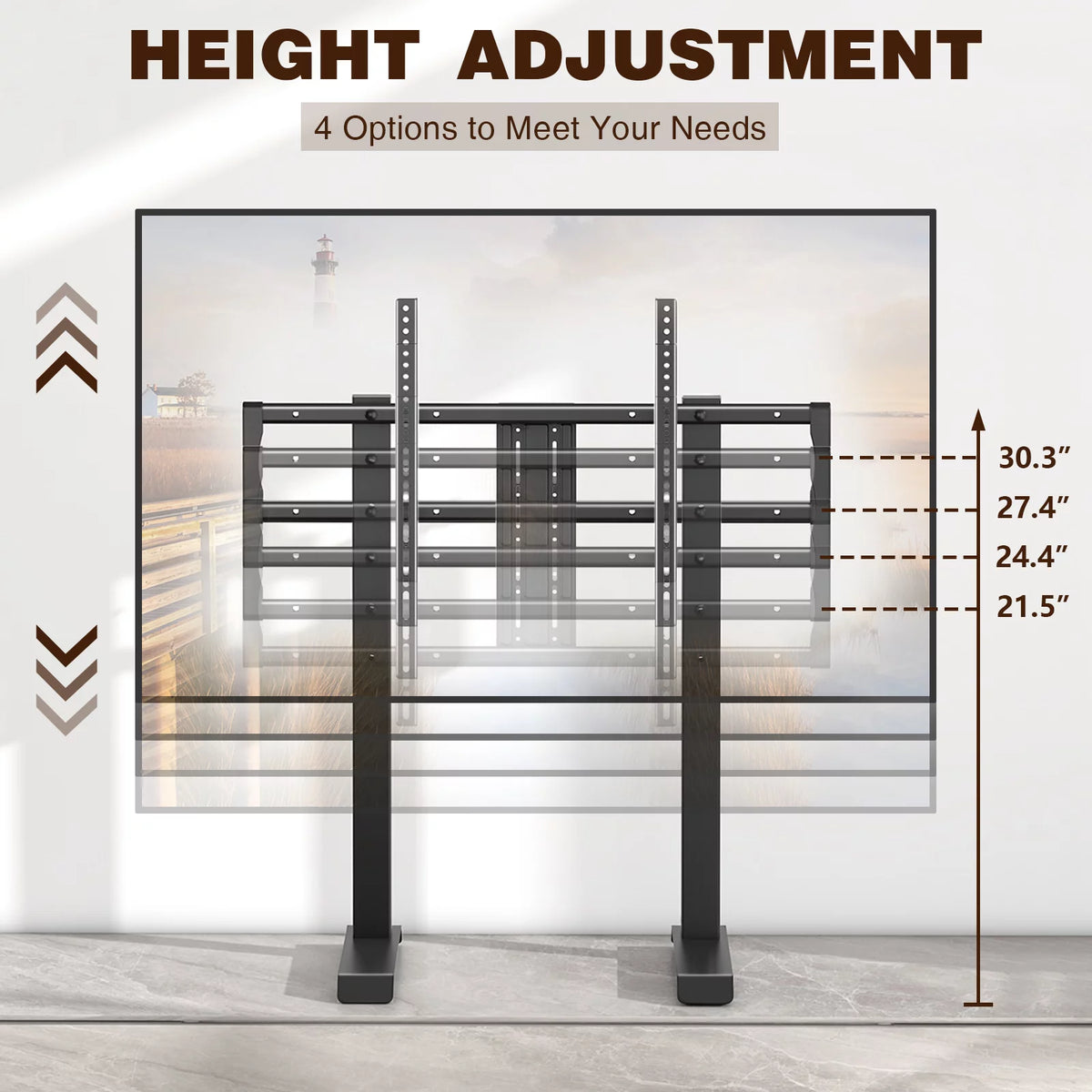 Black Alloy Steel TV Stand for 55 to 90 inch Flat Panel TVs Q81346