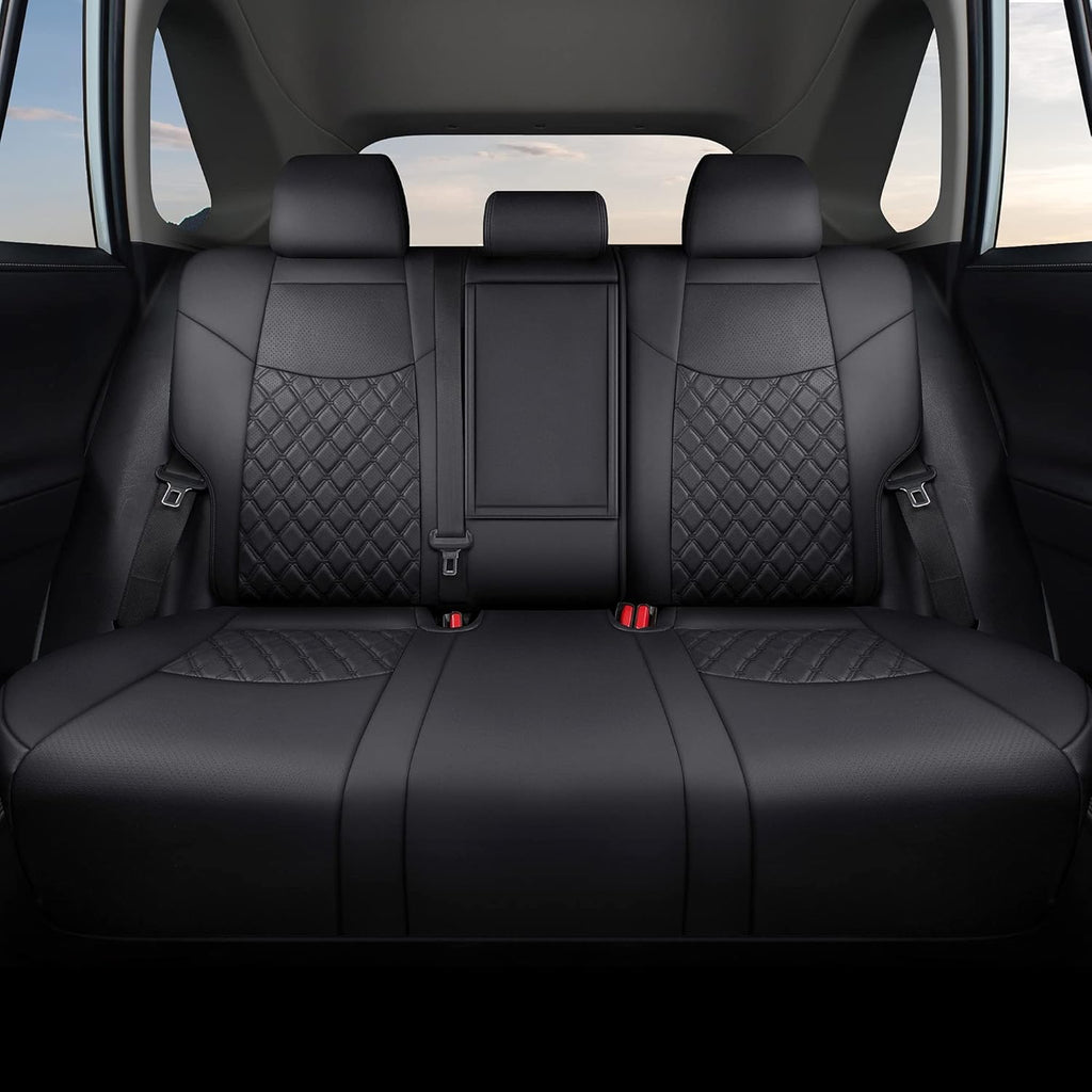 Pu Leather Car Seat Covers Full Set for Toyota RAV4 Hybrid 2019 2020 2021 2022 (Black) M8731