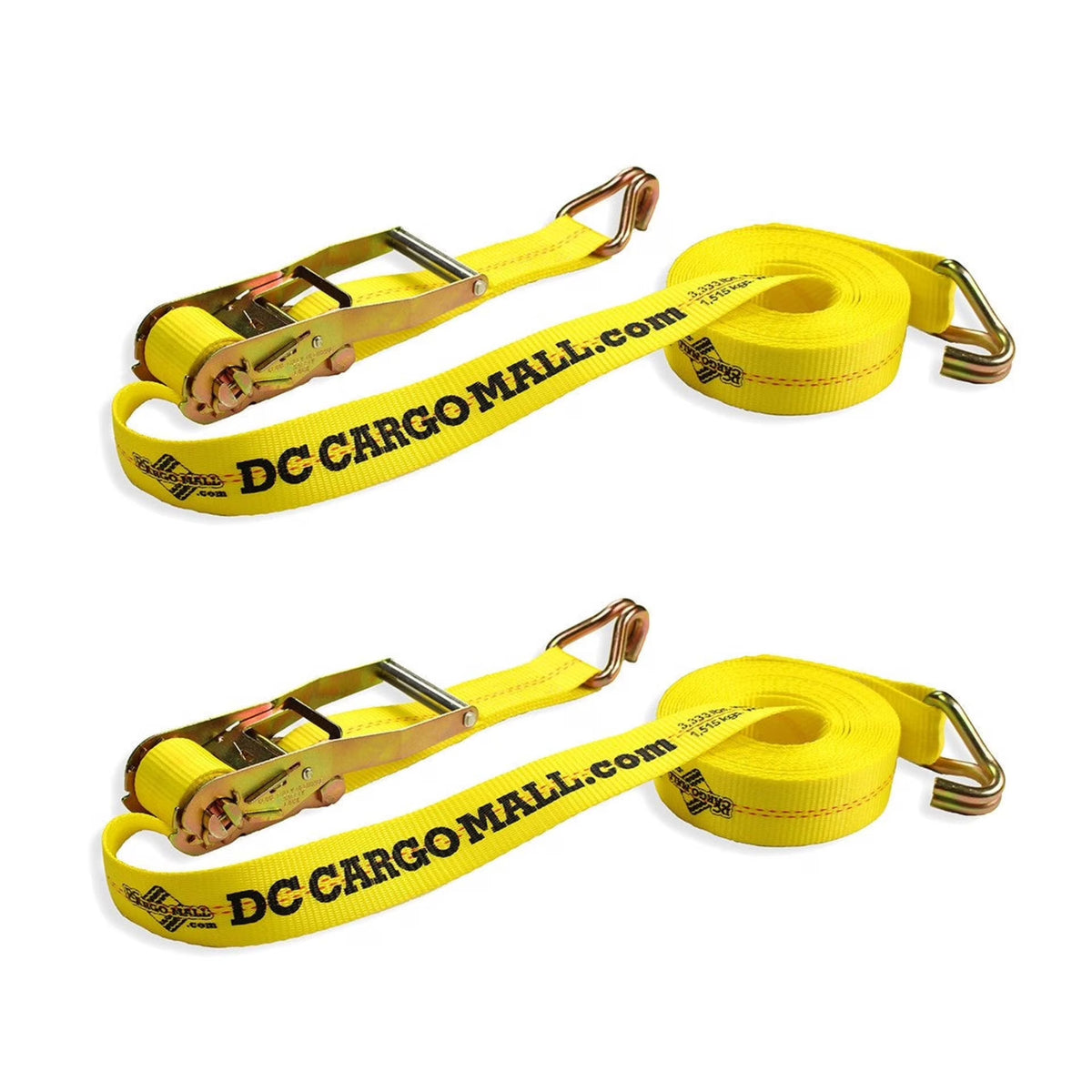 2 Heavy Duty Ratchet Straps with J Hooks, 2" x 27' Tie-Down Cargo Truck Straps E5743