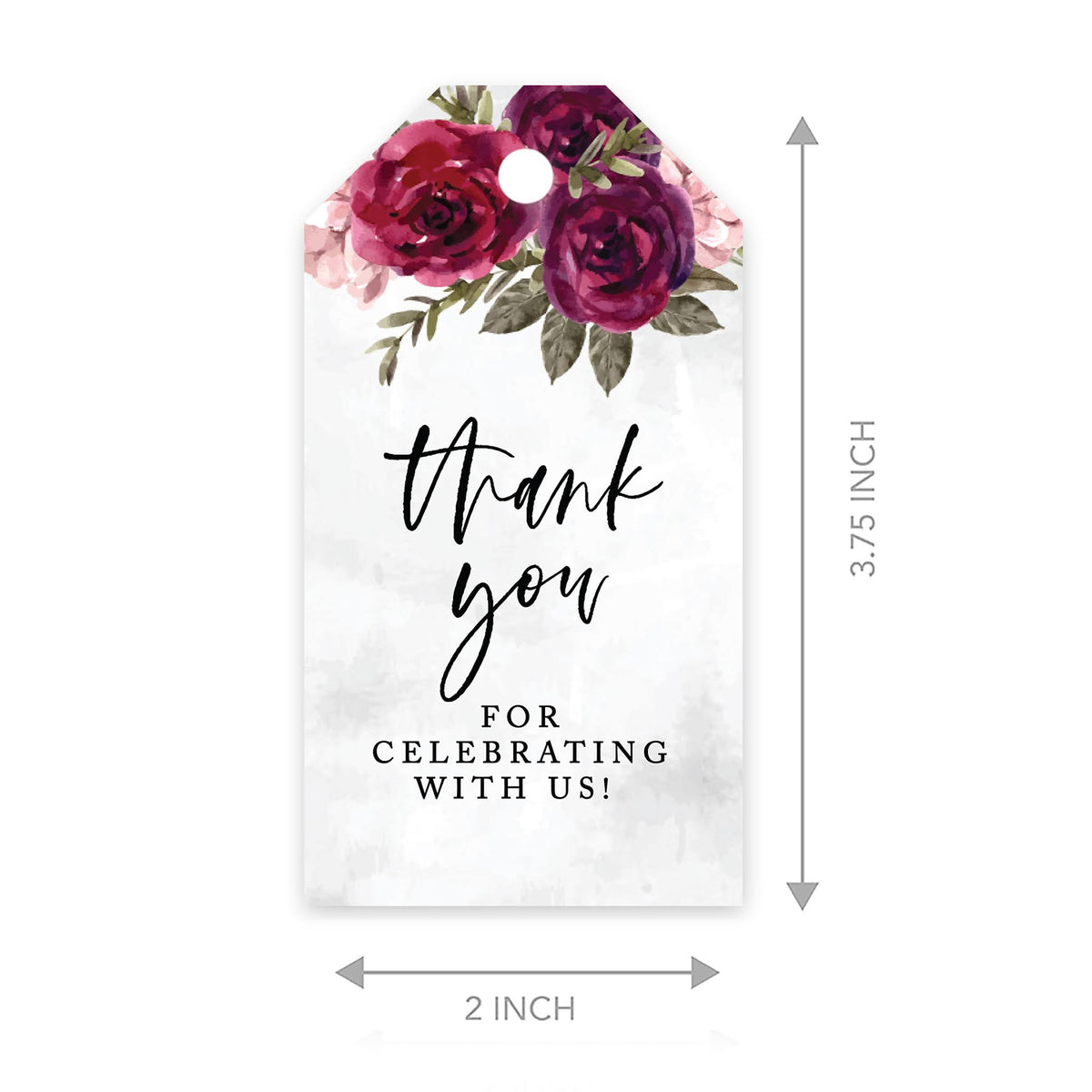 Burgundy Florals Cardstock Gift Tags with Bakers Twine 100-Pk D120206