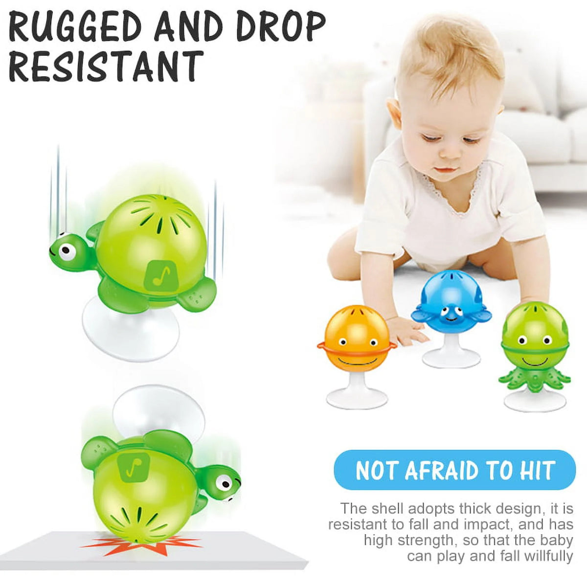 3 Pack Baby Rattles Set Suction Cup Toys V640419