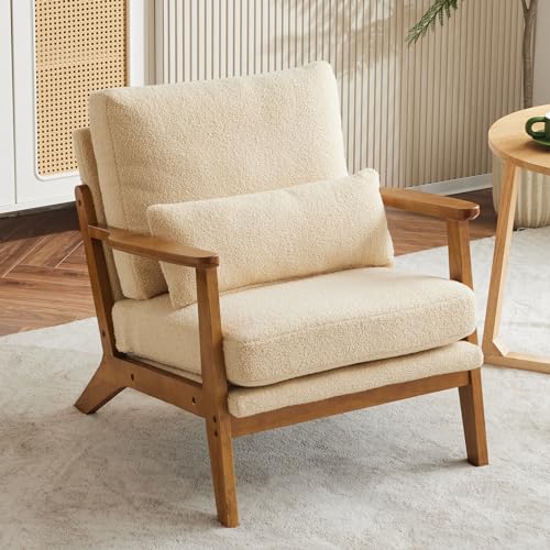 Brown Accent Chair with Lumbar Pillow V4145
