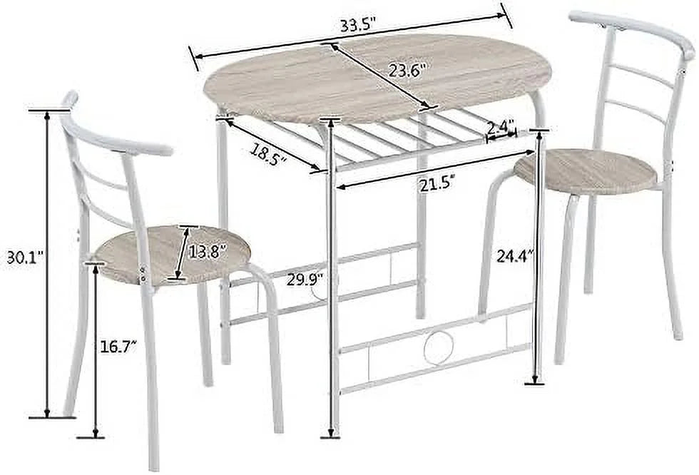 Compact Dining Table Set with Rack (Oak and White) R759369