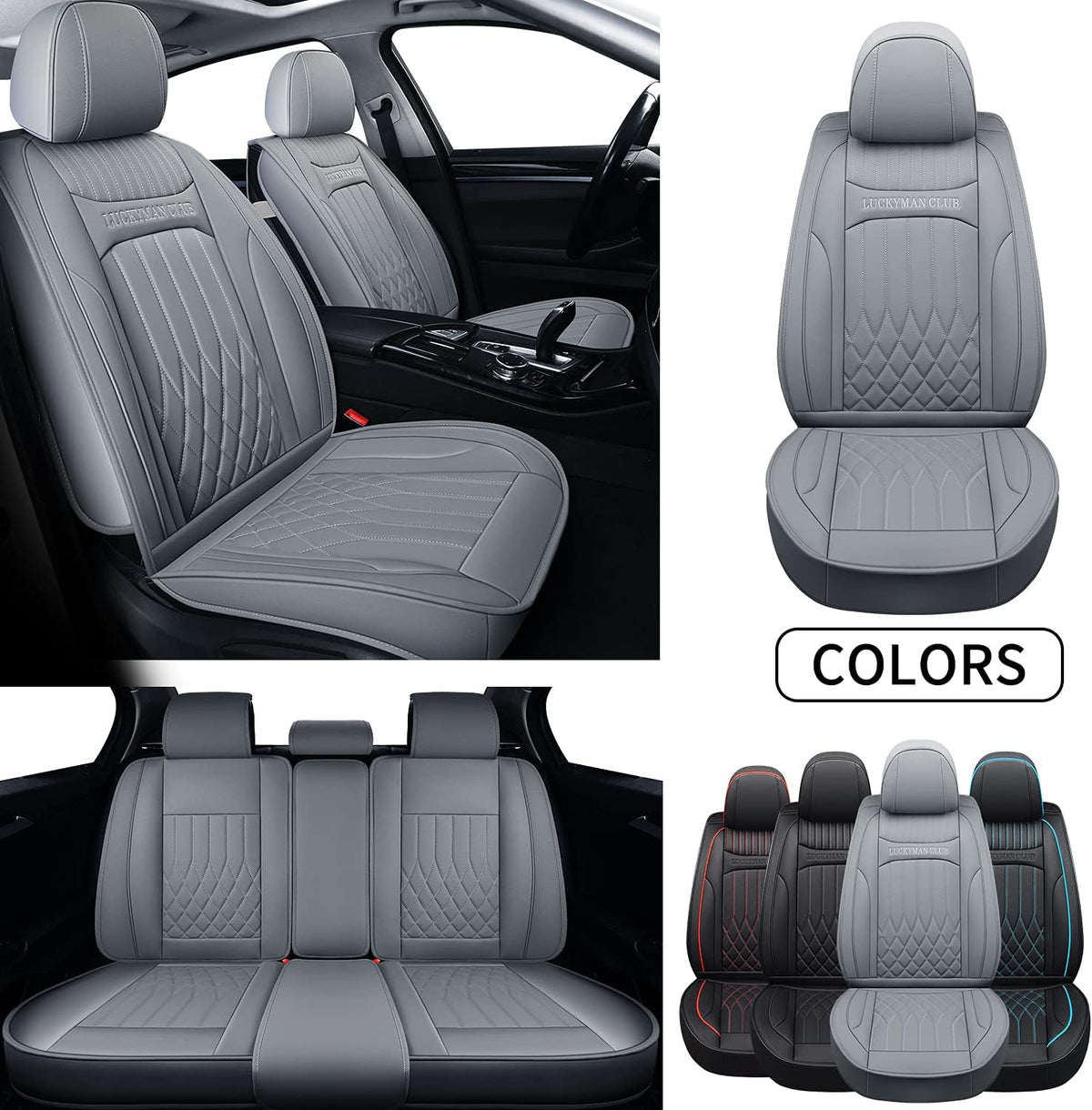 Universal Car Seat Covers Full Set Black/Red Q95827
