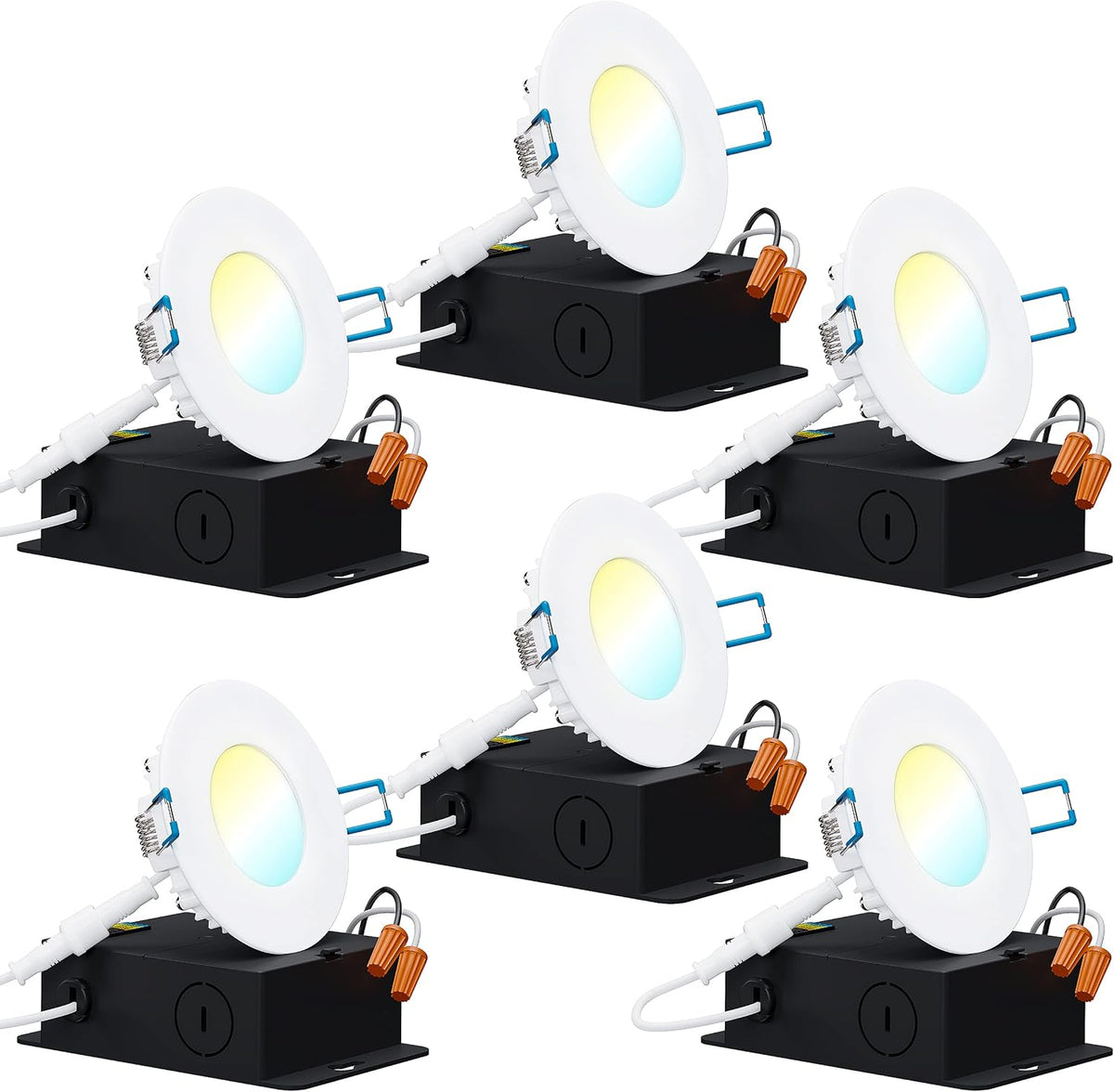 6 Pack 6 Inch Ultra Thin LED Recessed Ceiling Lights, 3000K Warm White, Dimmable 14W, 850 LM U219222