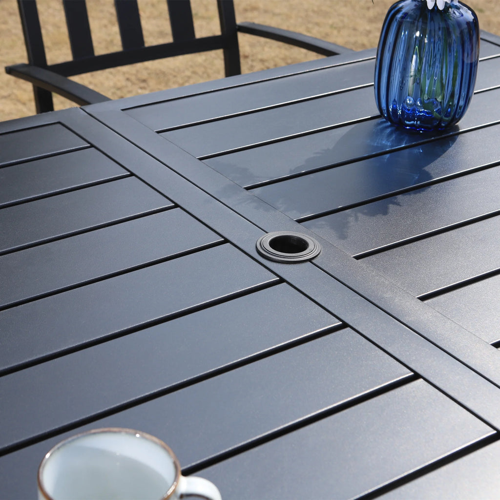 7-Piece Outdoor Dining Set for 6-Person Black L18042