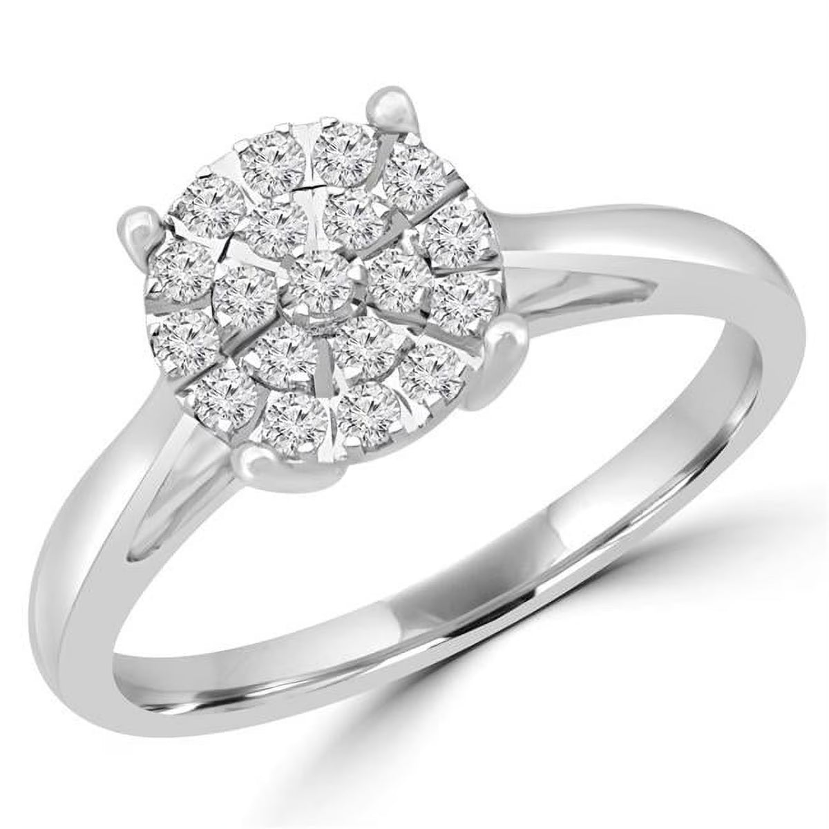 0.25 CTW Round Diamond Cluster Engagement Ring in 10K White Gold C547