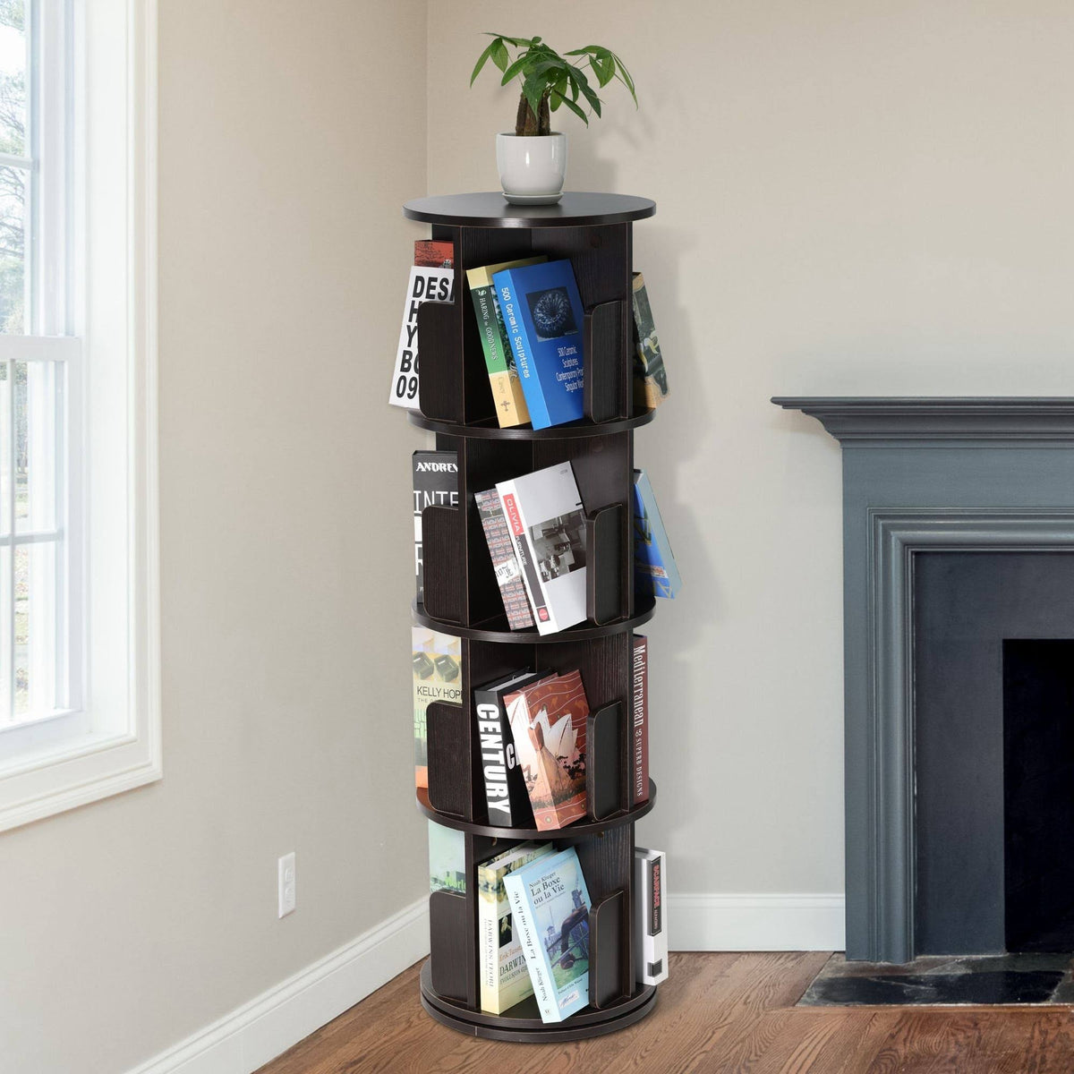 Dark Walnut Rotating Bookshelf N710836