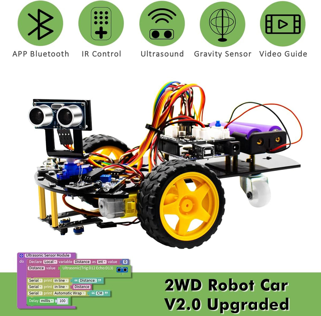 Smart Robot Car 2WD Chassis Kit V2 with Ultrasonic Module G653