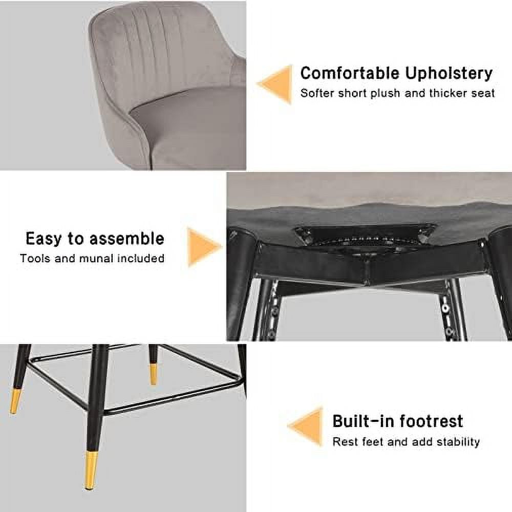 Gray Velvet Counter Height Swivel Stools Set of 2 M213256