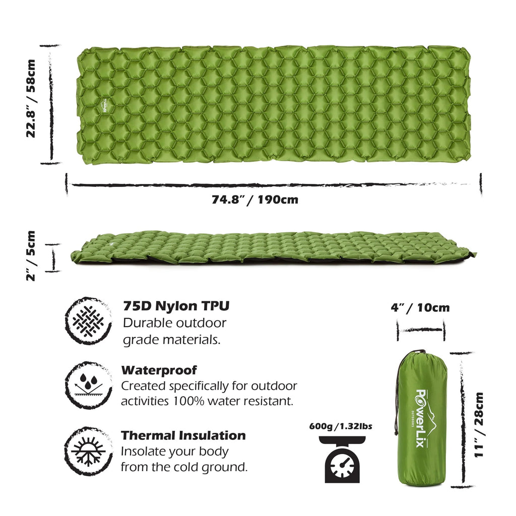 Ultralight Compact Inflatable Camping Sleeping Pad Navy Blue Z95668