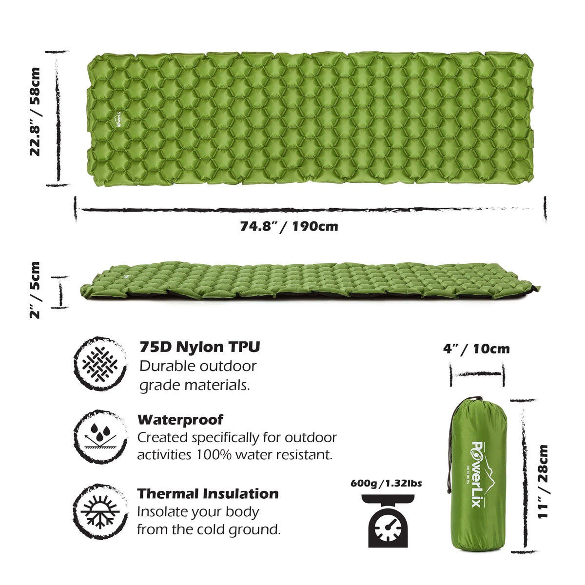 Ultralight Compact Inflatable Camping Sleeping Pad Navy Blue Z95668