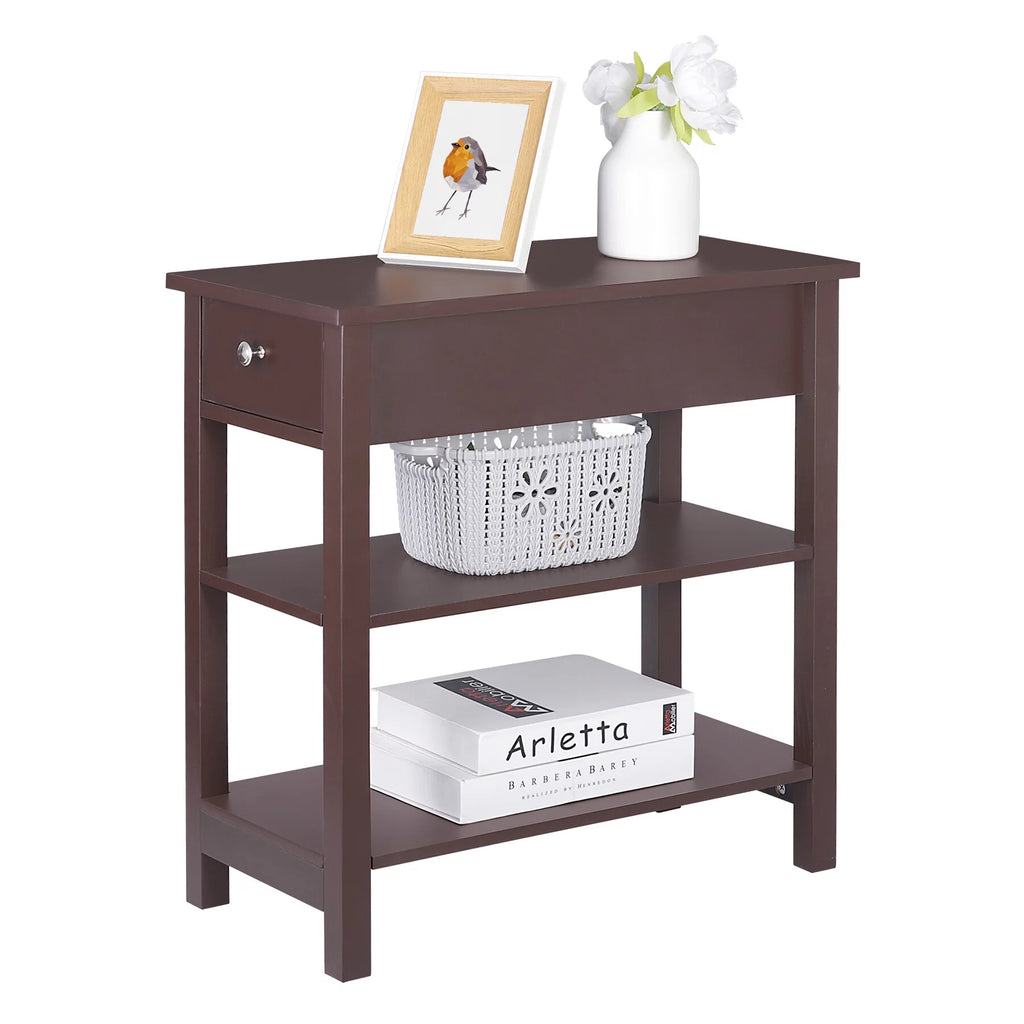 Set of 2 3-Tier Brown Side Table T10859