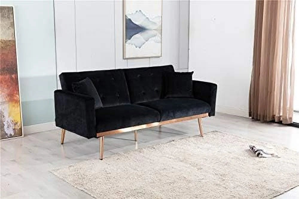 Pink Velvet Convertible Futon Sofa Bed E4246