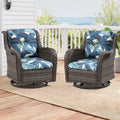 2 Pieces Wicker Swivel Chair with Cushions V387857