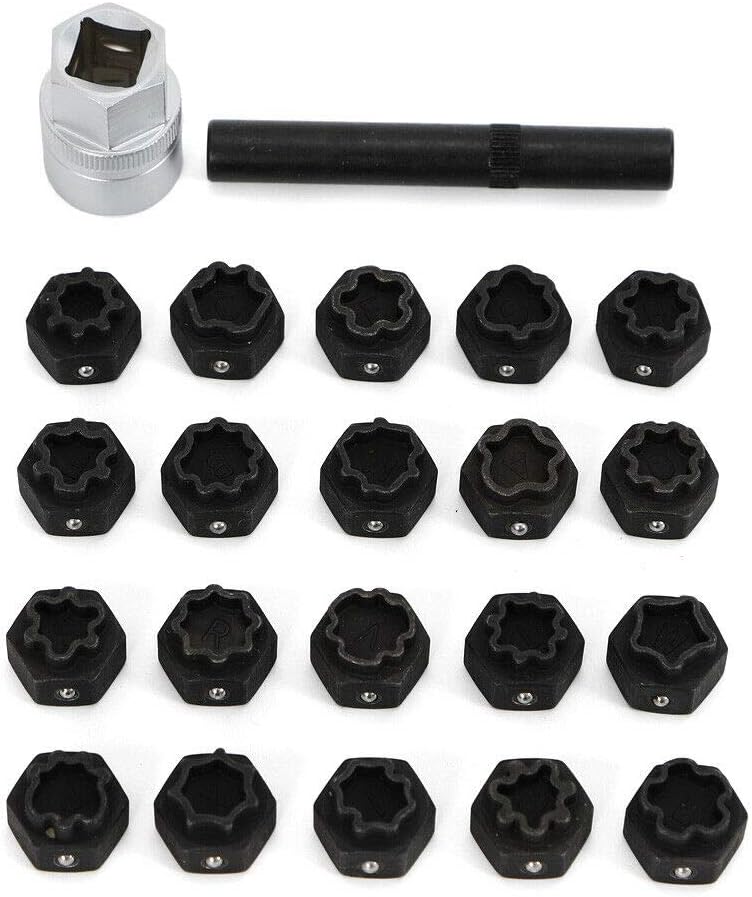 22Pc Wheel Locking Key Anti-Theft Lug Nut Removal Set E785