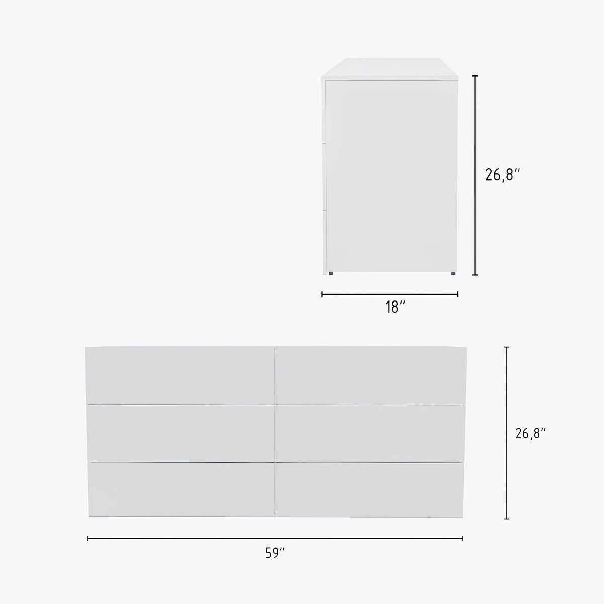 White 6 Drawer Dresser X68633