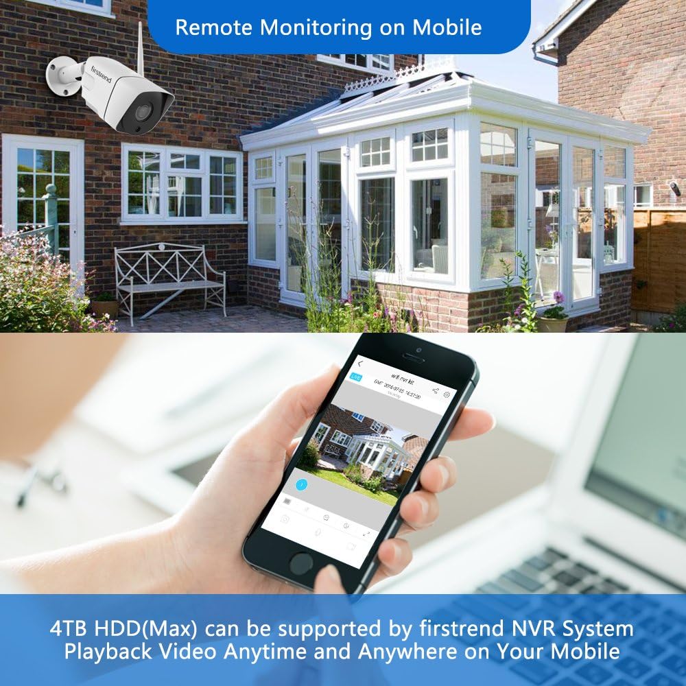 Wireless Security Camera System 8CH NVR with 8pcs 1080P HD Camera and 3TB Hard Drive H58130
