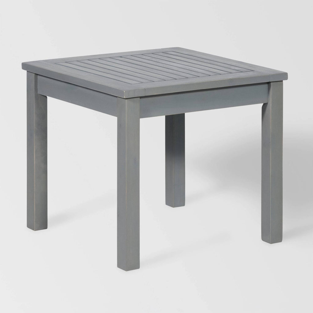 Gray Wash Acacia Wood Outdoor Side Table E111491