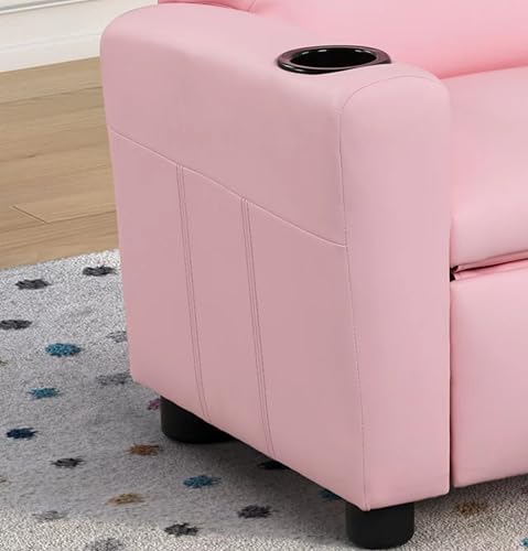 Pink PU Leather Kids Recliner Chair with Cup Holder S97175