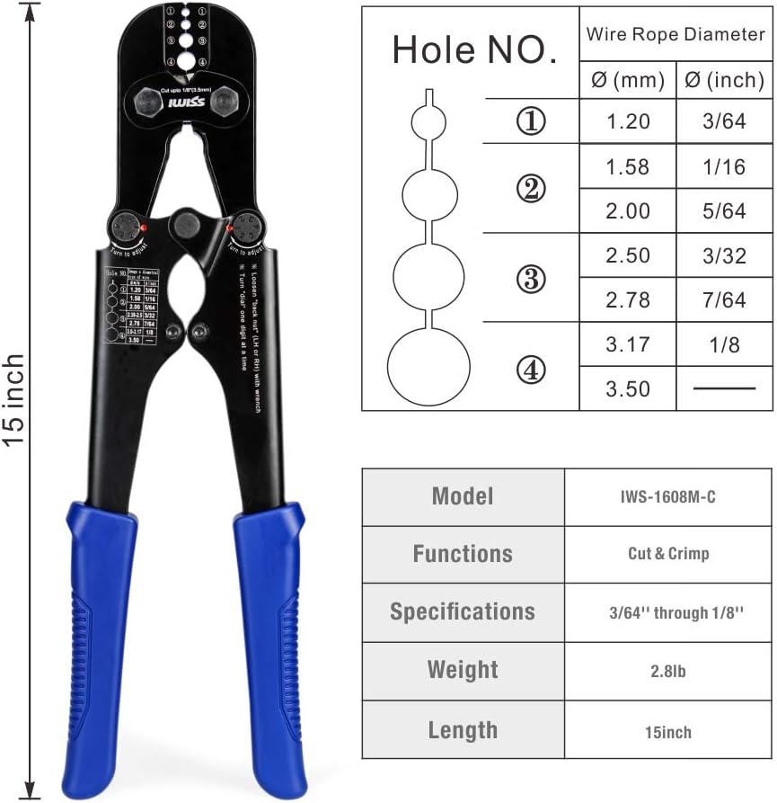 Swaging Tool Wire Rope Crimping Tools with Cable Cutter Pack of 2 P143