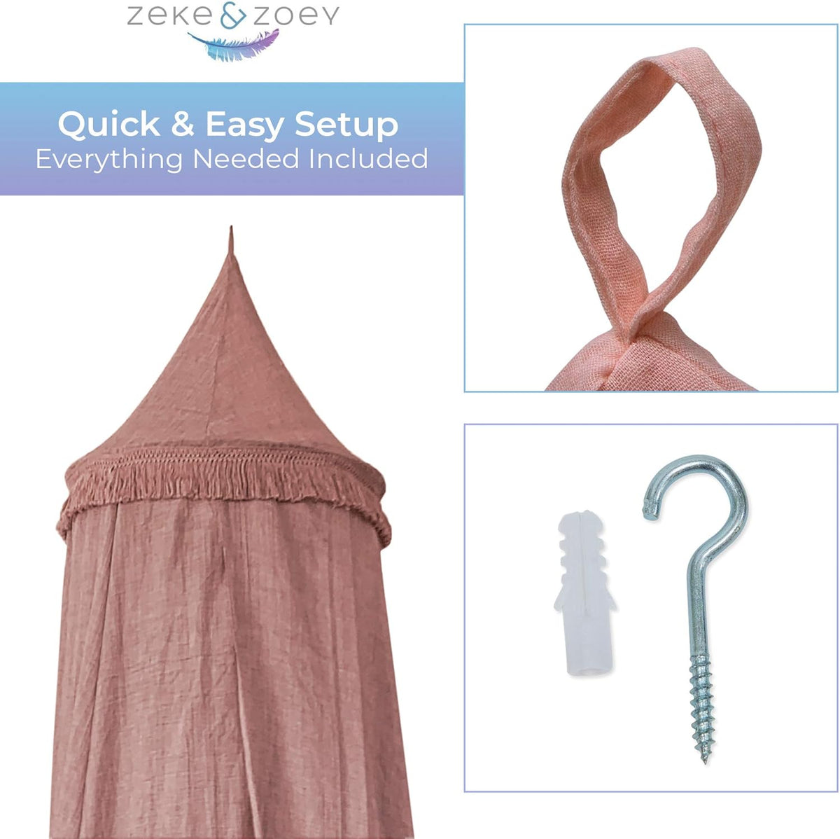 Dusty Pink Princess Canopy with Tassels H391069