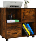 2 Drawer Mobile File Cabinet with Wheels and Storage Shelves B642038