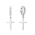 925 Sterling Silver Dainty Cross Huggie Hoop Earrings X360